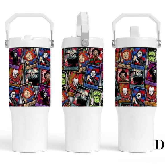Halloween 30 oz Tumbler with flip straw, Horror Friends, Scary Horror Character - Picture 1 of 1